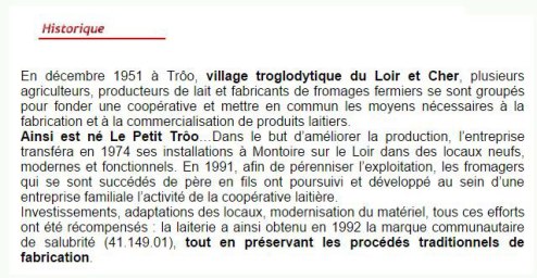 produits locaux du Val de Loire à Beaugency dans le Loiret, fromage petit-trôo par la laiterie de Montoire